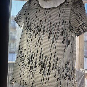 White sequin short sleeve top